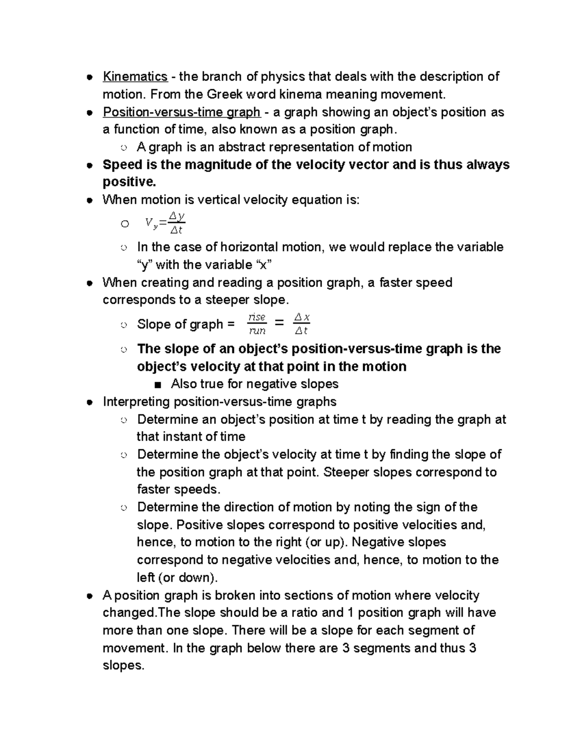 Chapter 2 Notes - Kinematics - the branch of physics that deals with ...