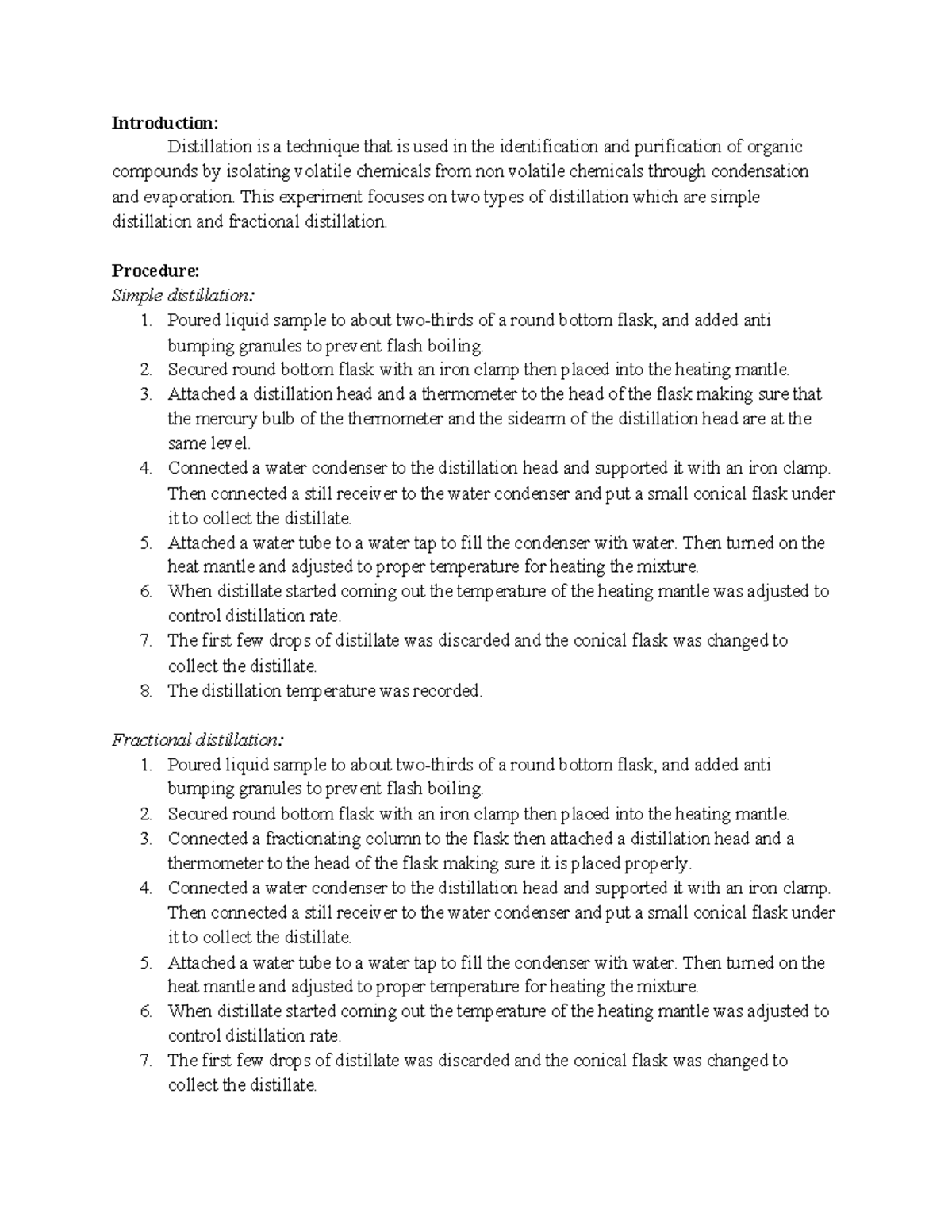 Simple distillation and Fractional Distillation Lab - Introduction ...