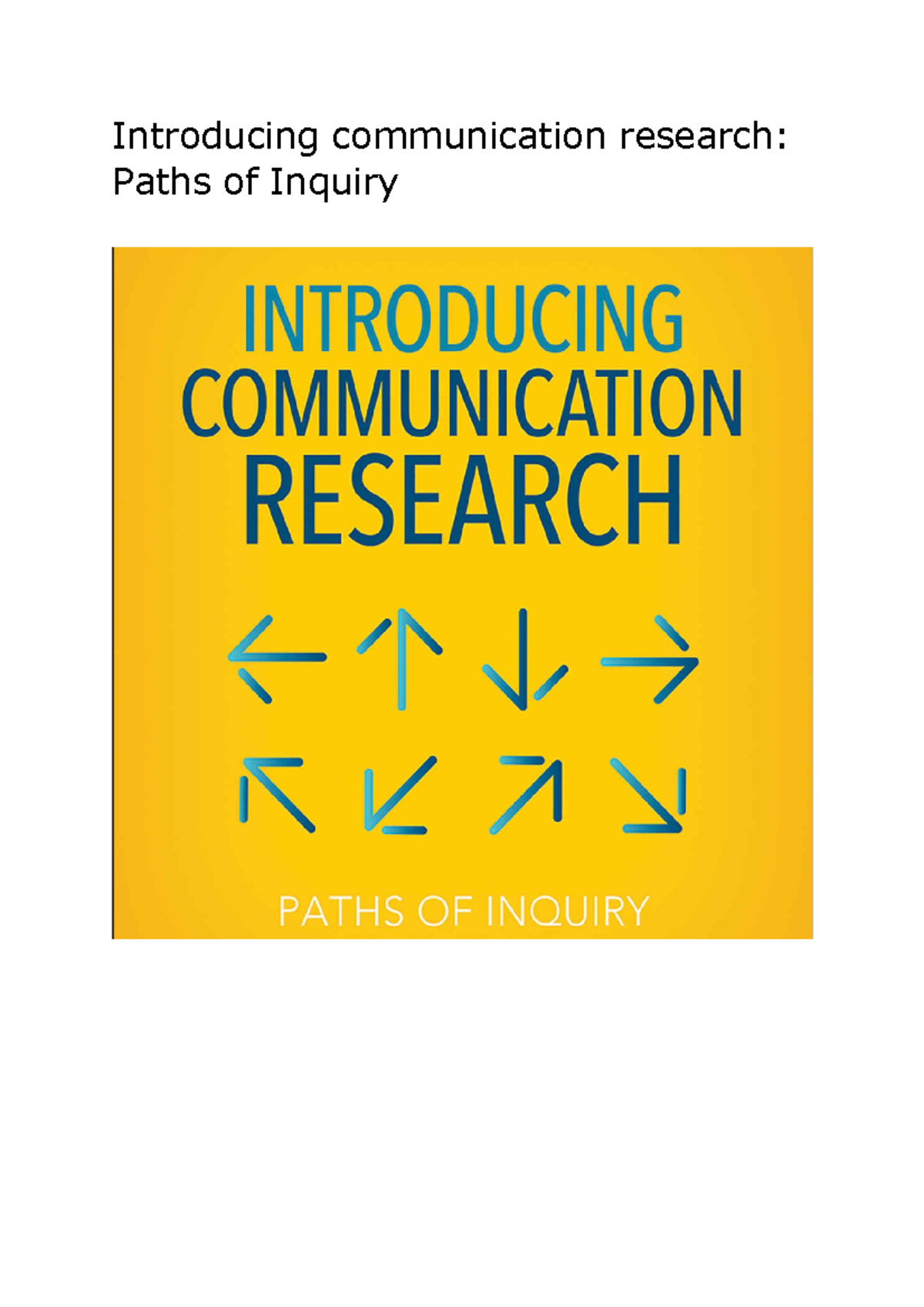 introducing communication research paths of inquiry filetype pdf