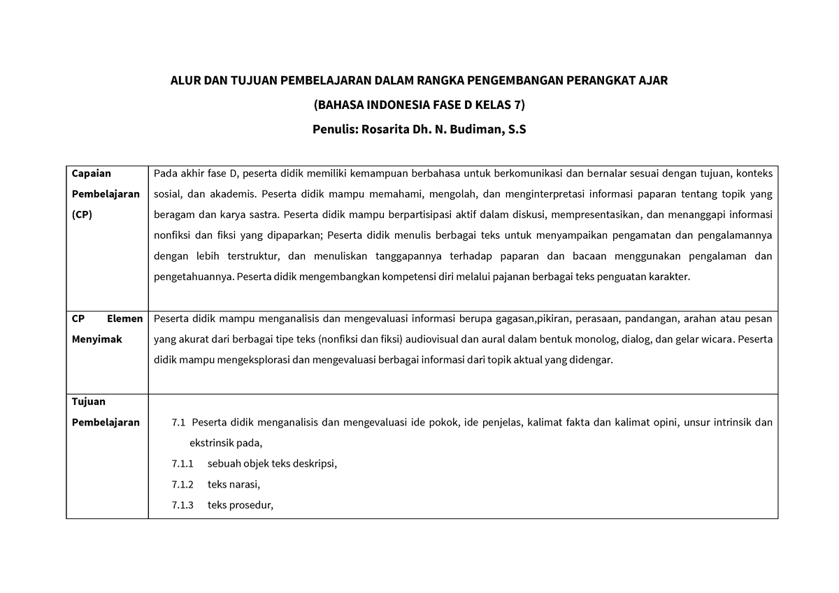 Alur Dan Tujuan Pembelajaran Dalam Rangka Pengembangan Perangkat Ajar ...