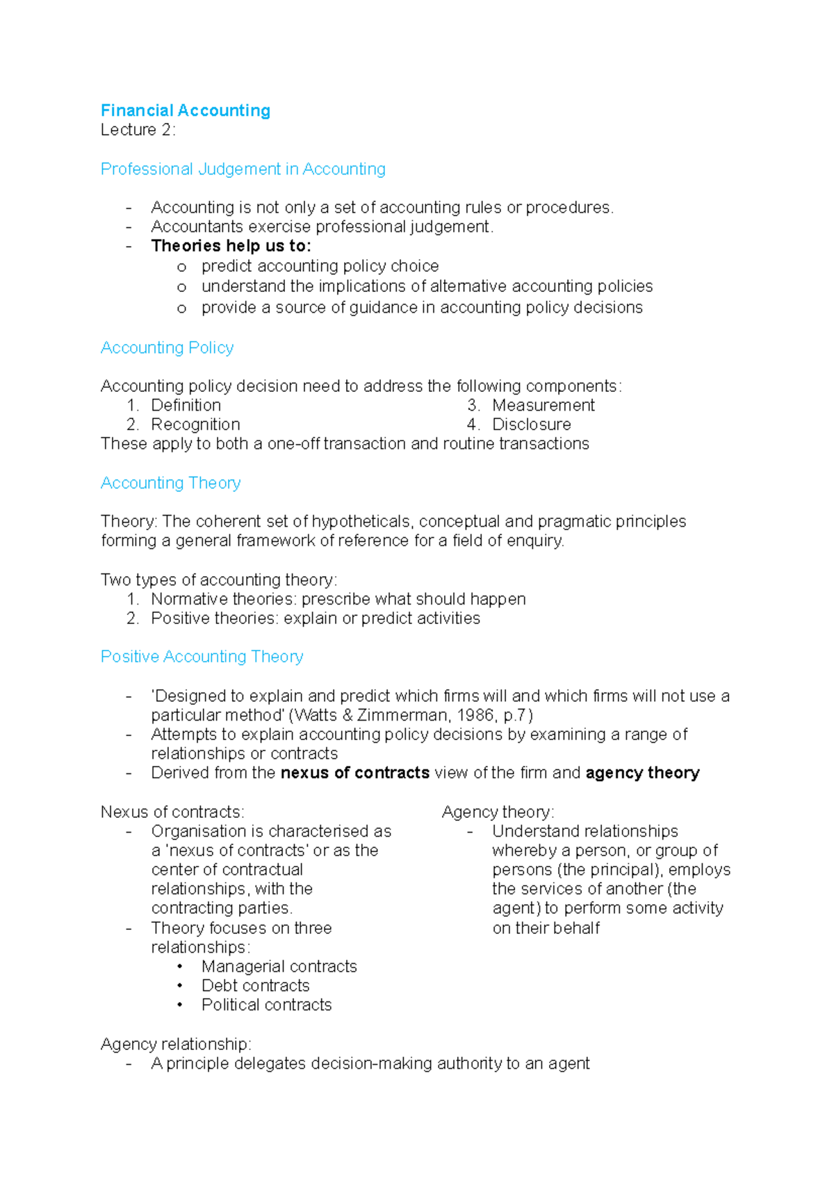 ACCT2005 T2 Notes - Financial Accounting Lecture 2: Professional ...