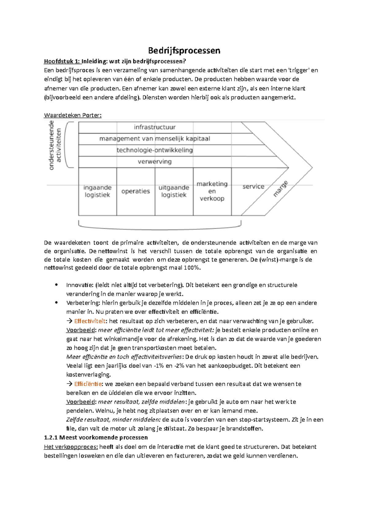 Samenvatting Bedrijfsprocessen - Bedrijfsprocessen Hoofdstuk 1 ...