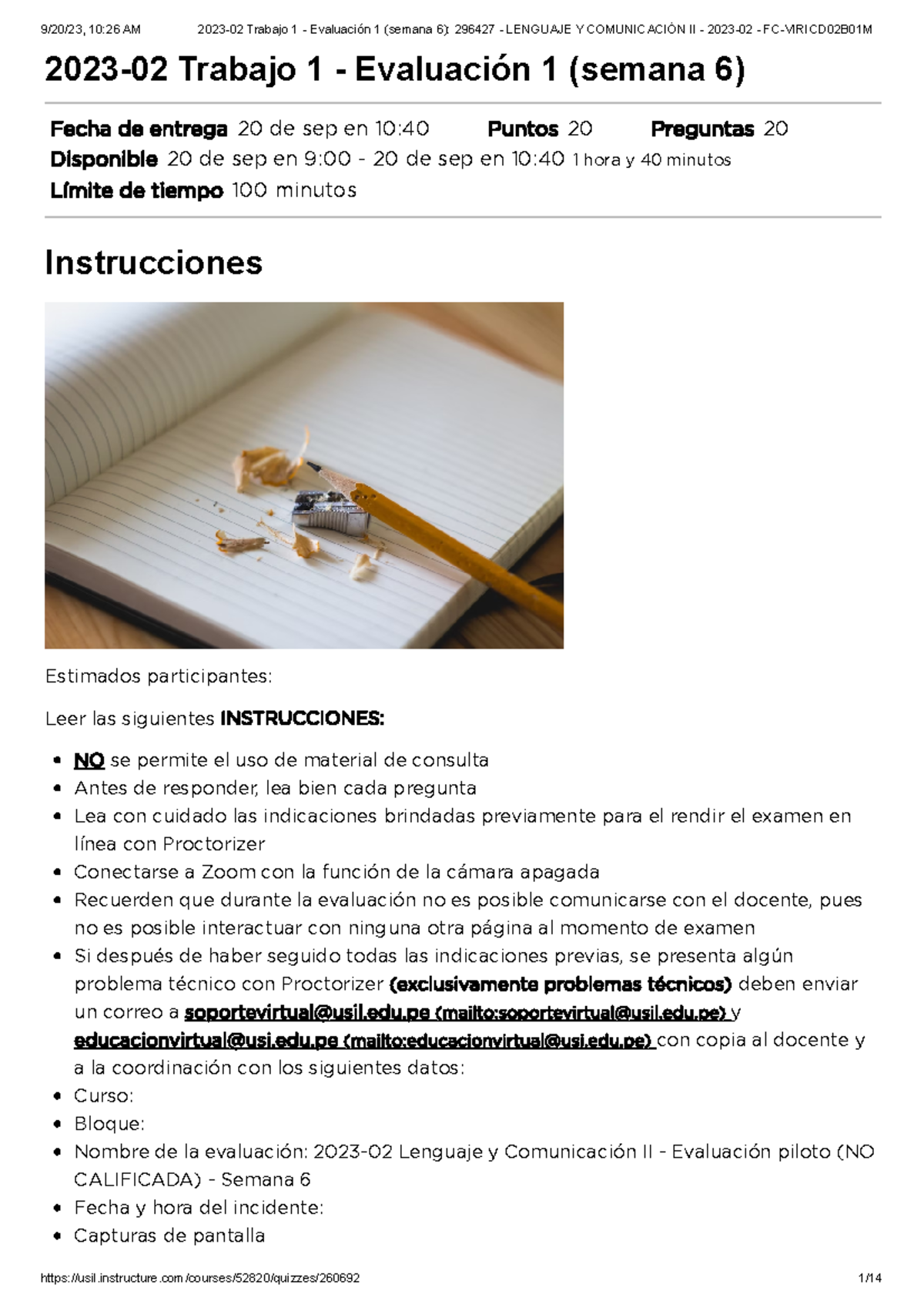 2023-02 Trabajo 1 - Evaluación 1 (semana 6) - Lenguaje Y Comunicación ...