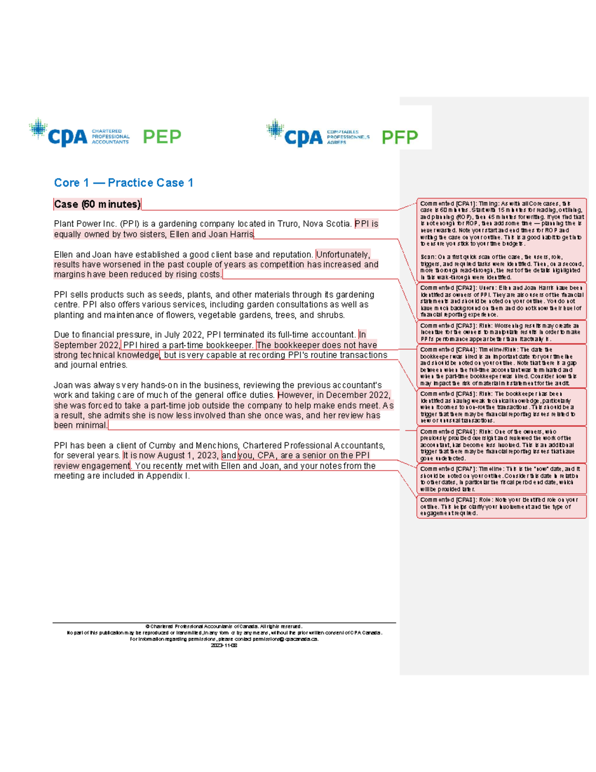 CO1-2401E-PC01 - Case IP1 Annotation Note - © Chartered Professional ...