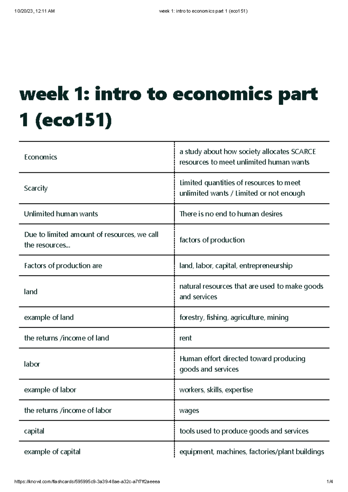 Week 1 Intro To Economics Part 1 (eco151) - Week 1: Intro To Economics ...