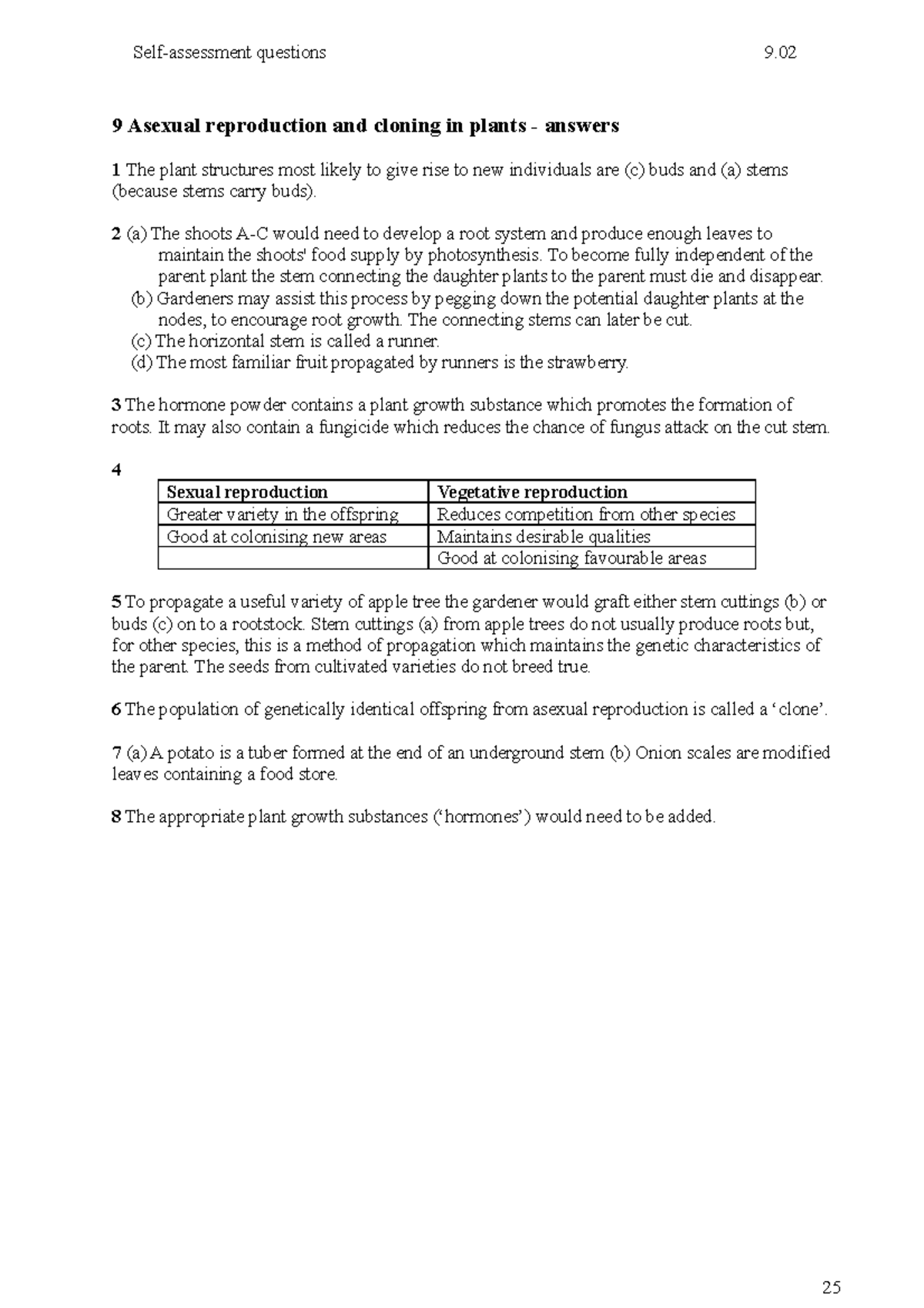 Asexualreproductionanswers 9 Asexual reproduction and cloning in plants answers 1 The