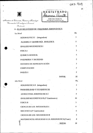 Plan de Estudio de Ingenieria Aeronautica 1312 25 RAnE G ST ADO