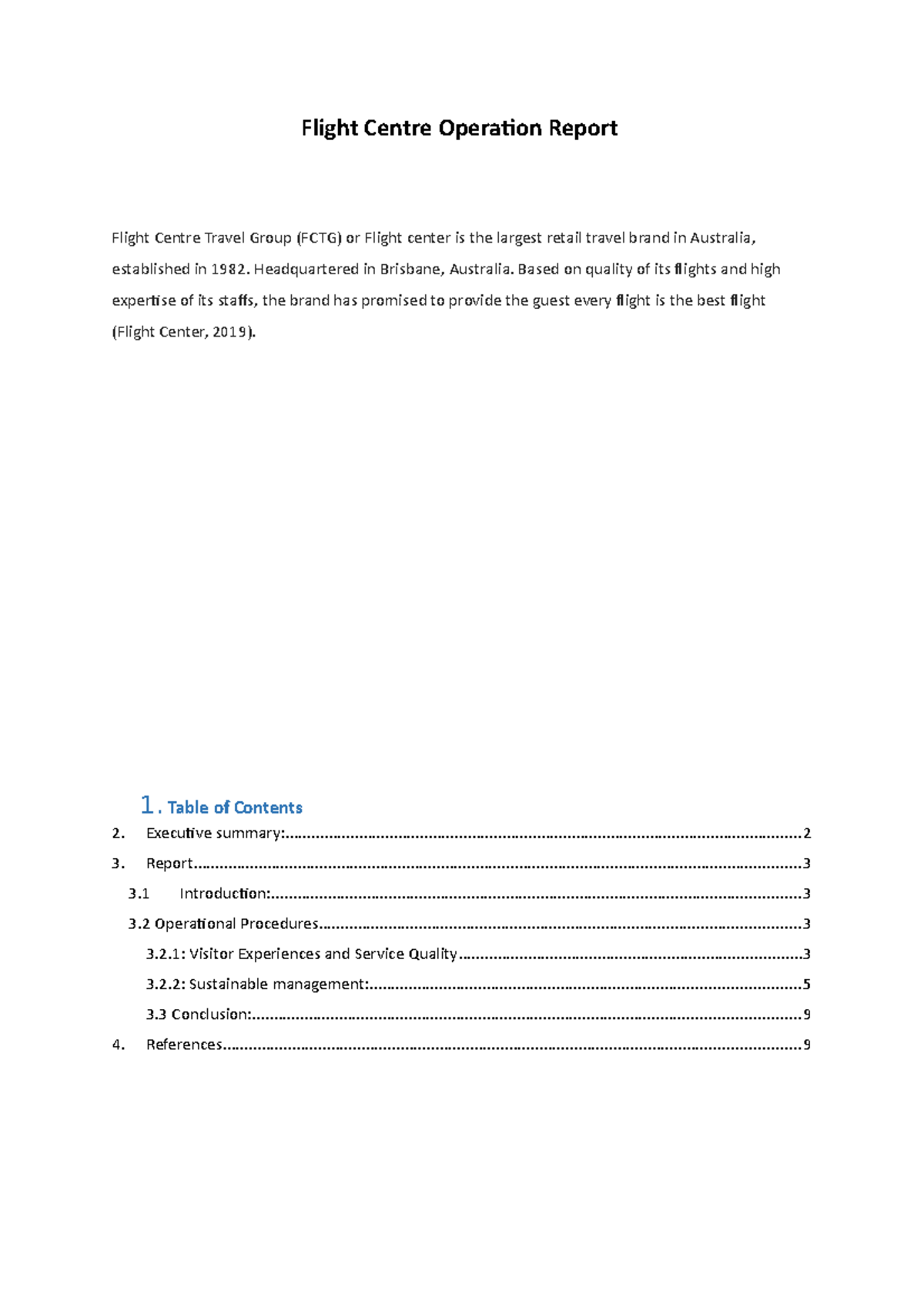 Flight Centre Operation Report Flight Centre Operation Report Flight