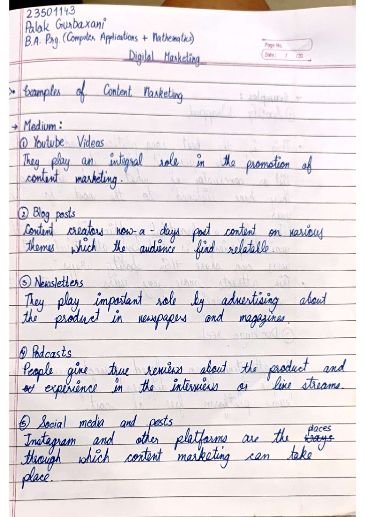 Digital marketing notes - 23501143 Palak Gurbaxani B. Prg. (Computer ...