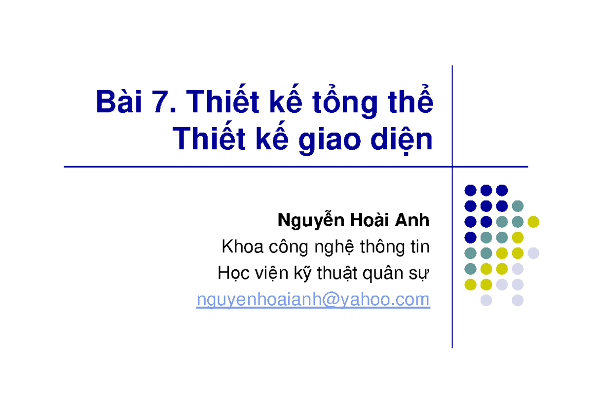 Tuan12 Thietke HT P1 SE15 - Bài 7. Thi T K T Ng Th Thi T K Giao Di N ...