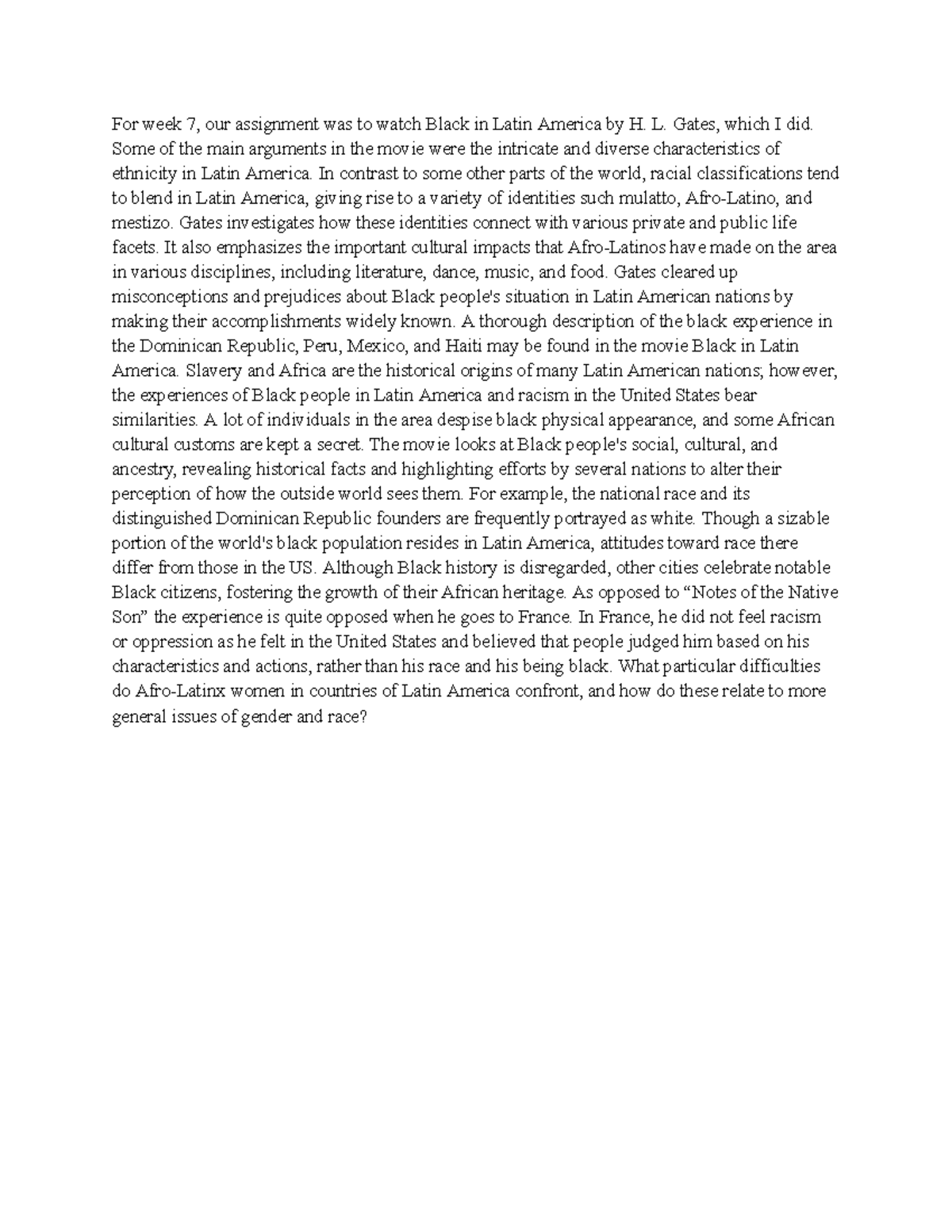 Reading Response 3 - discussion - For week 7, our assignment was to ...