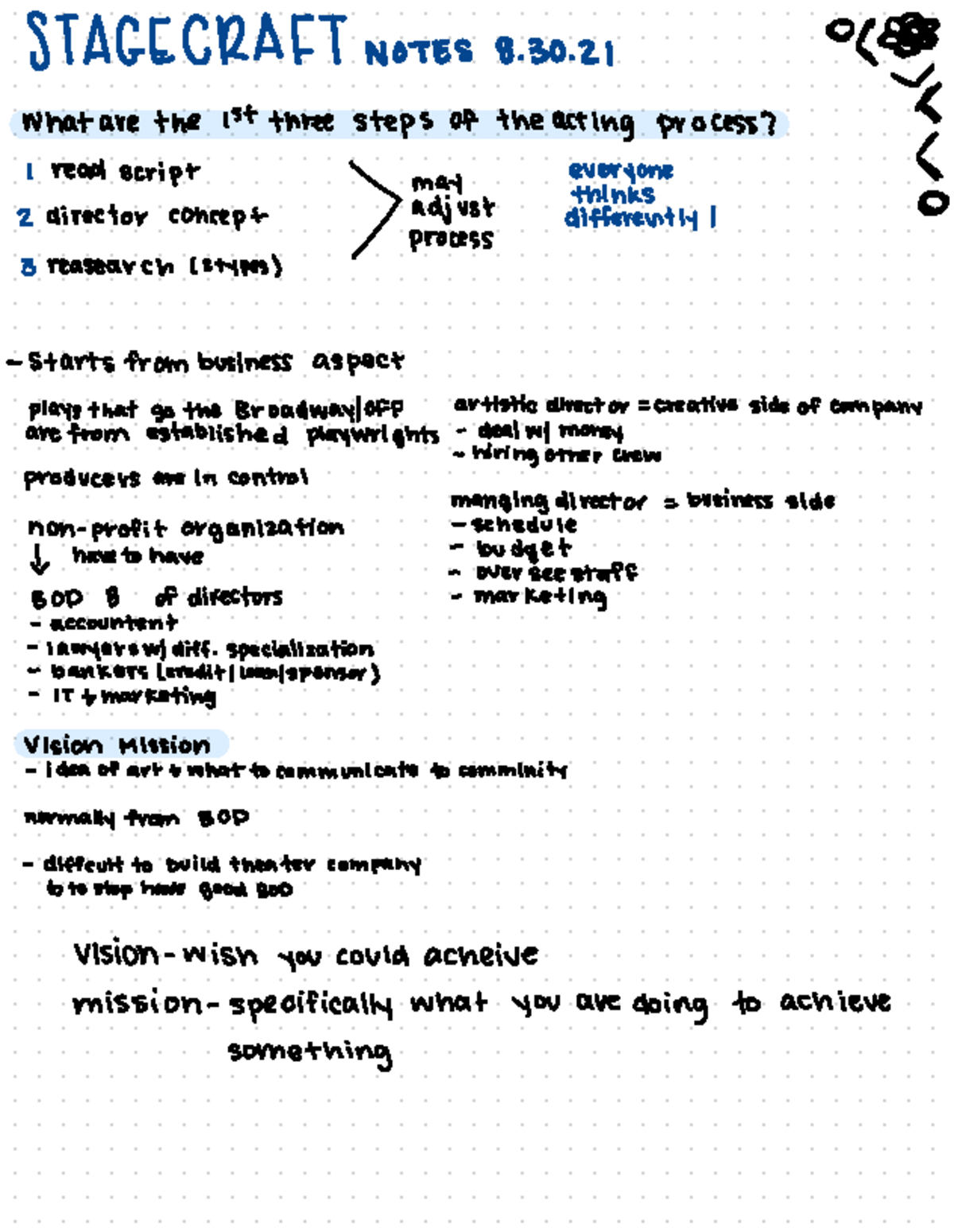 Stagecraft Note pt1 - Instructor Ellen Ballard - • * ☒•• STAGECRAFT ...
