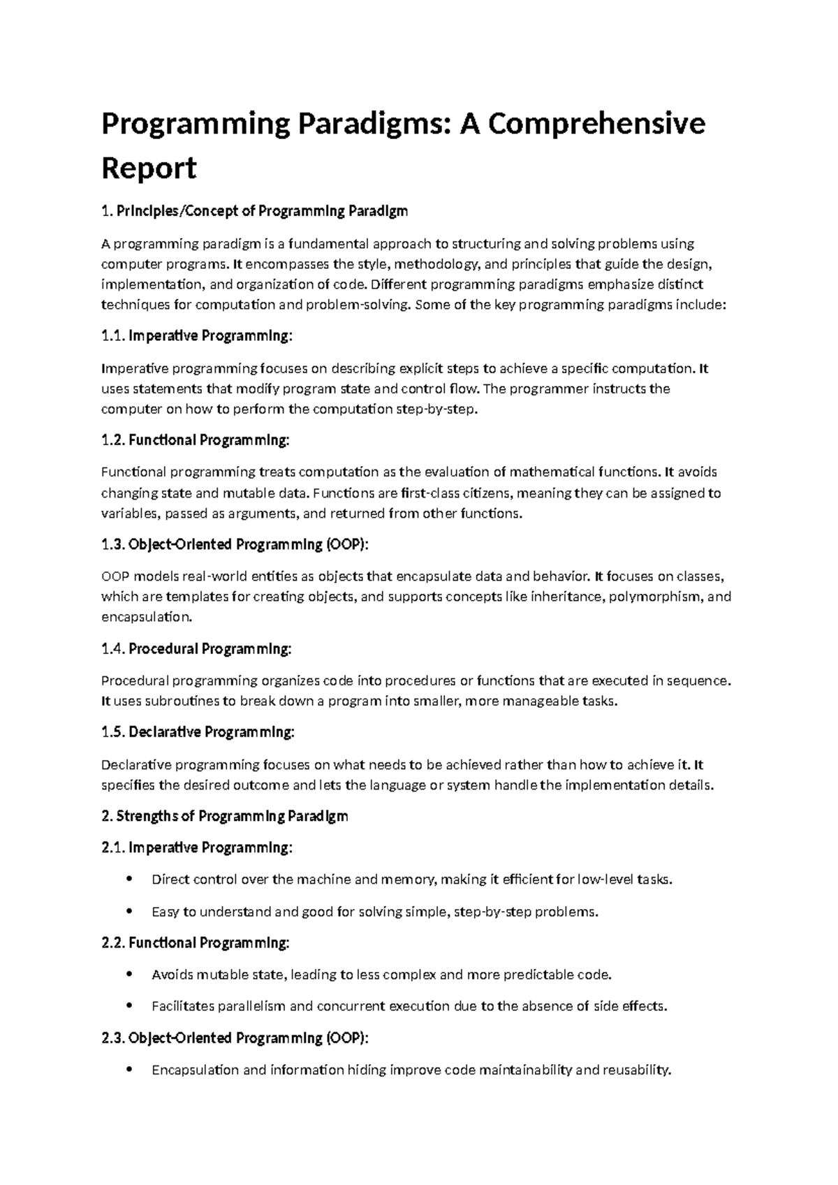APP assignment 1 - Programming Paradigms: A Comprehensive Report 1 ...