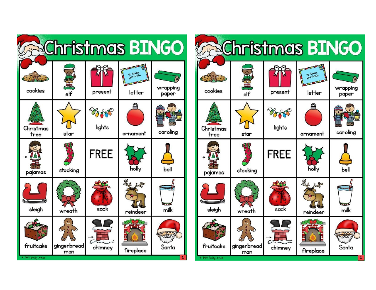 Bingo - fun - Christmas BINGO Christmas BINGO cookies wrapping letter ...