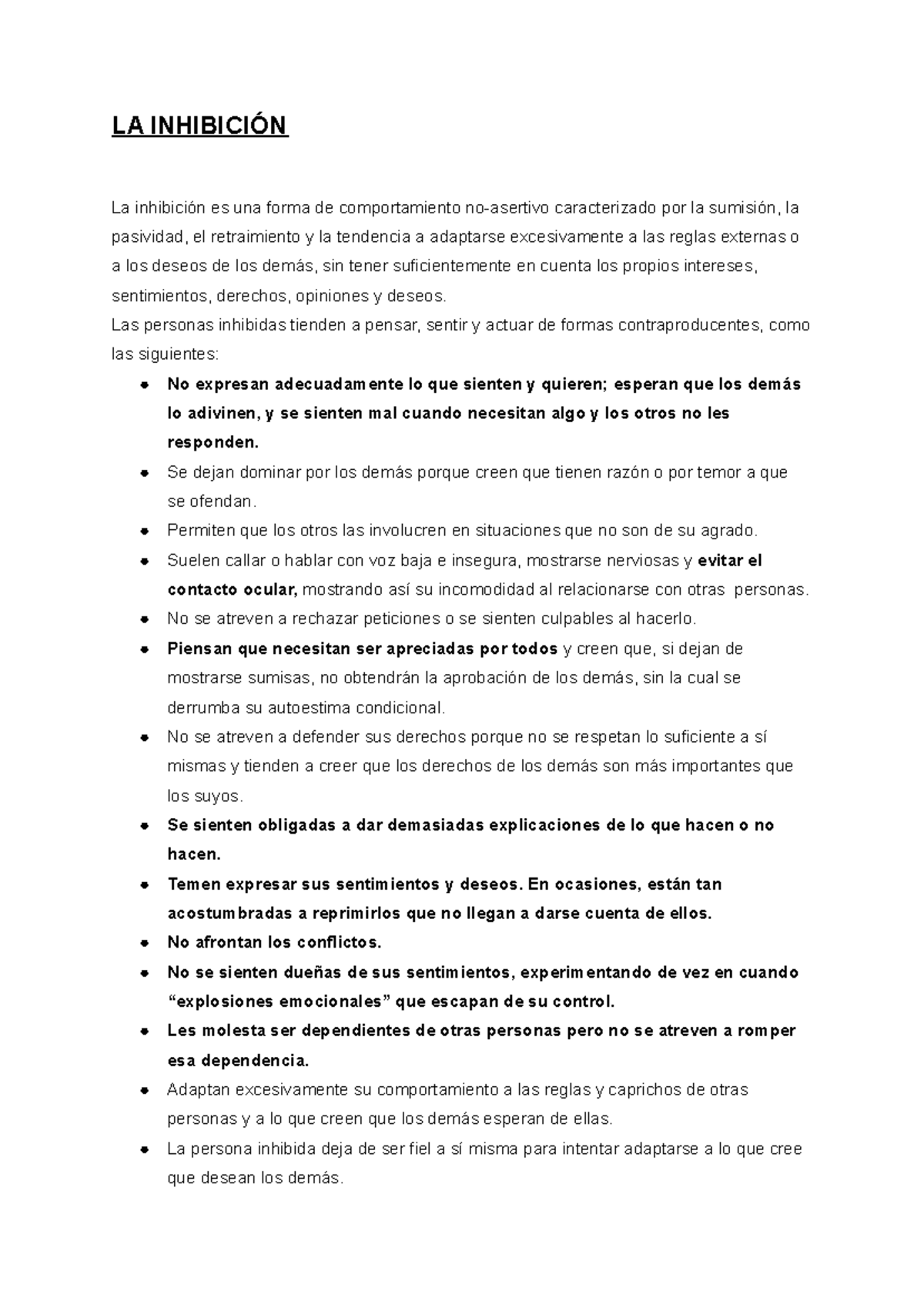 1. LA Inhibición - LA INHIBICIÓN La inhibición es una forma de