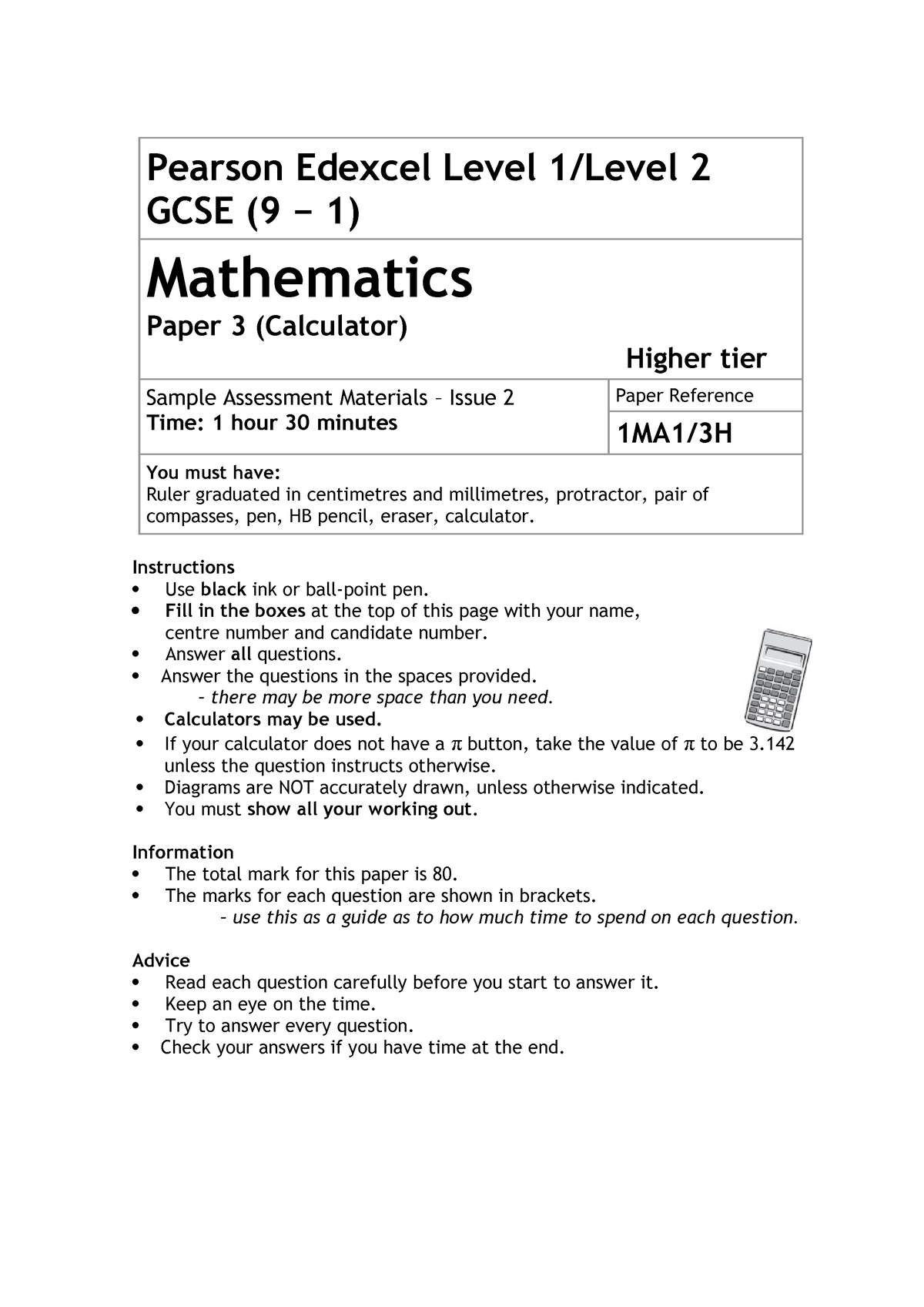 gcse mathematics 1ma1 problem solving questions 1 answers