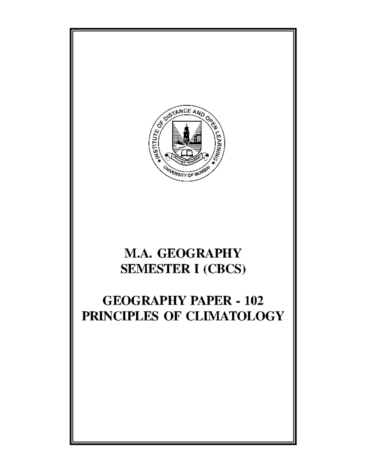 MA Geography SEM I P 102 - Sem 1 notes geo - M. GEOGRAPHY SEMESTER I ...