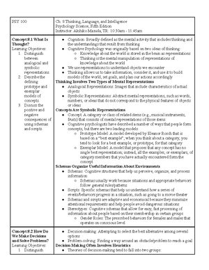 Biopsychology - Lecture notes about Cognitive Psychology Professor ...