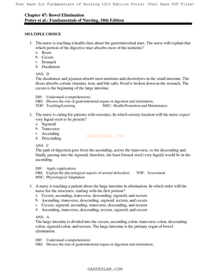 46 - FUNDAMENTALS - GRADESLAB Chapter 46: Urinary Elimination Potter Et ...