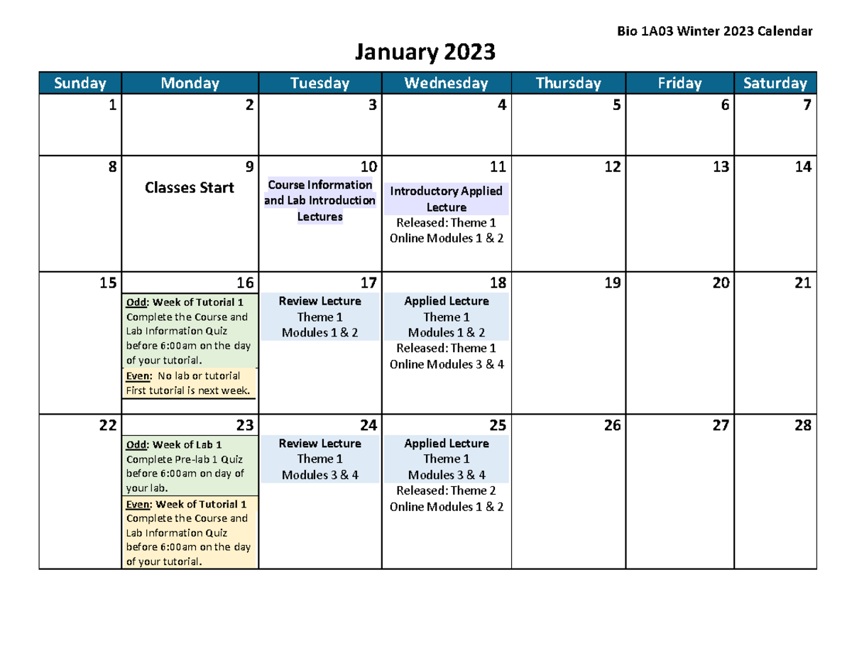 Winter 2023 semester - kdsmcxm, - January 2023 Sunday Monday Tuesday