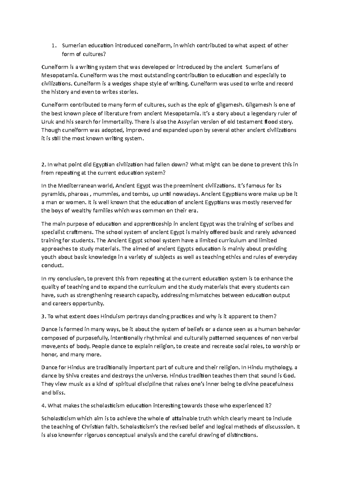 Document - SUMERIAN EDUCATION - Sumerian education introduced coneiform