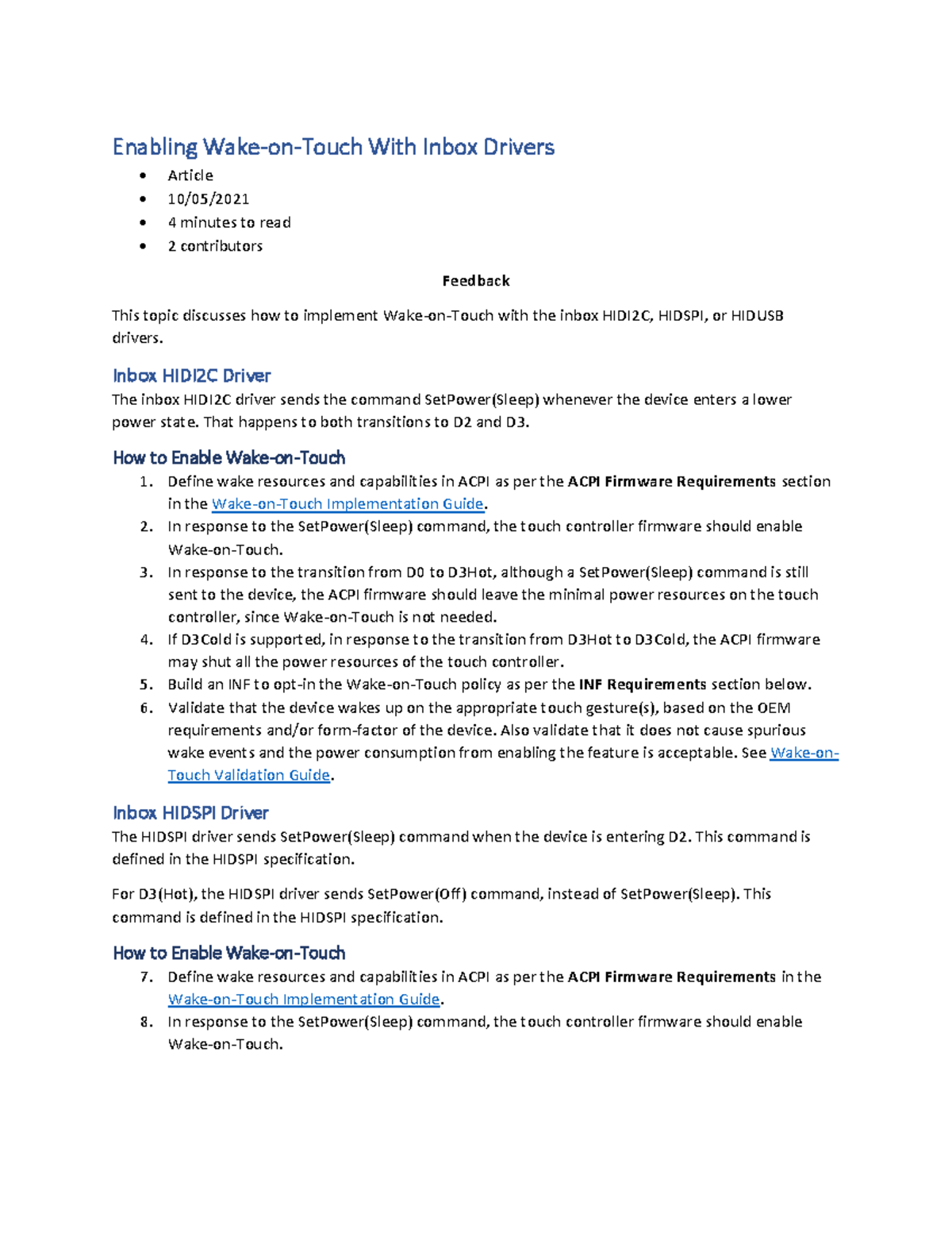 Document 32 (66) - Bob - Enabling Wake-on-Touch With Inbox Drivers ...