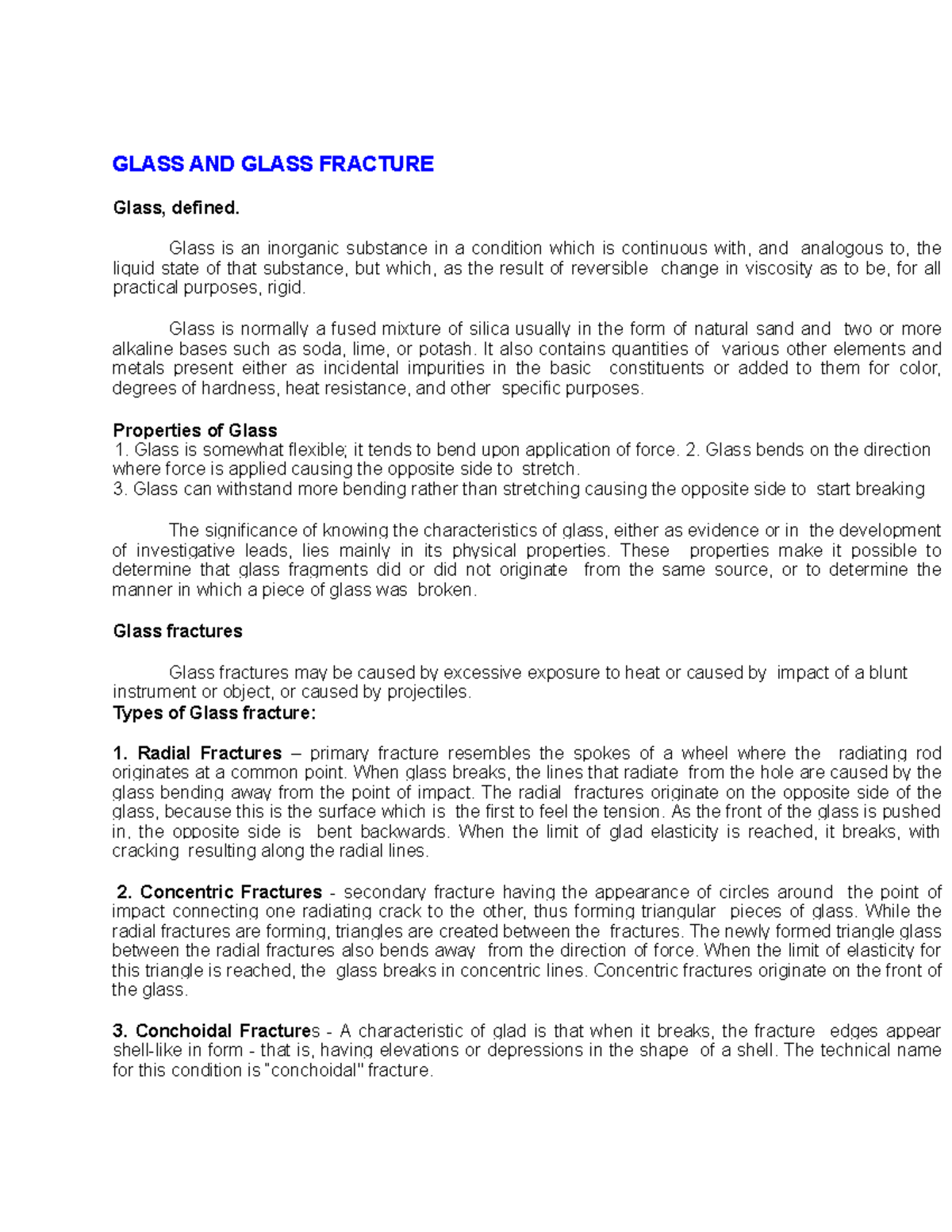 Glass AND Glass Fracture GLASS AND GLASS FRACTURE Glass, defined