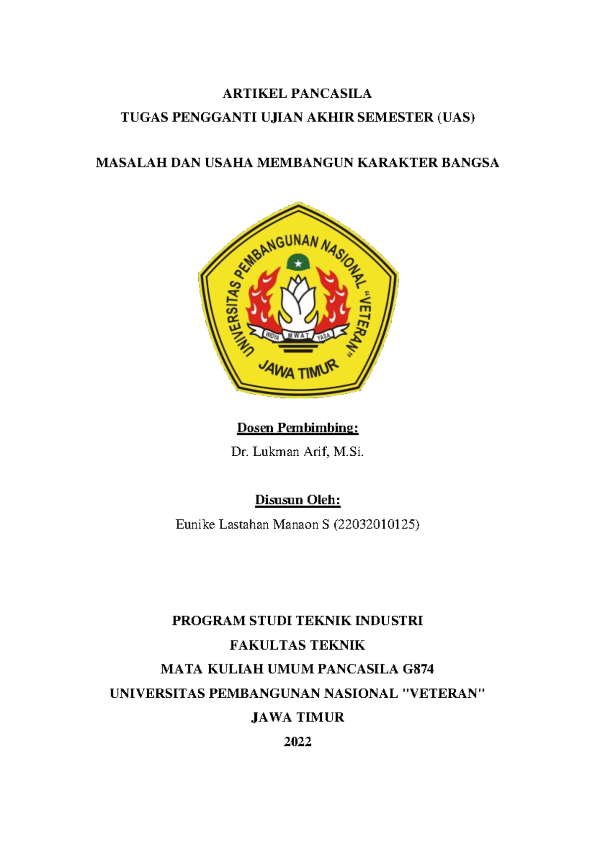 Tugas Pancasila B - ARTIKEL PANCASILA TUGAS PENGGANTI UJIAN AKHIR ...