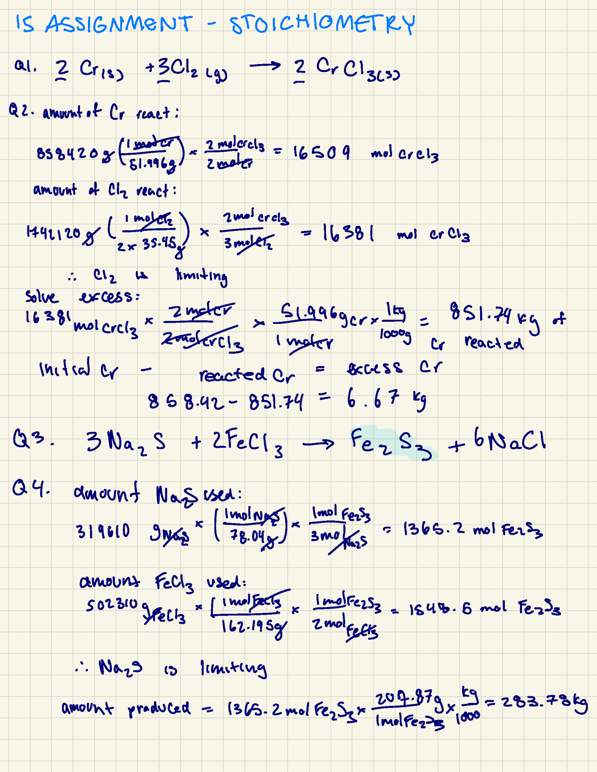 assignment #3 basic stoichiometry