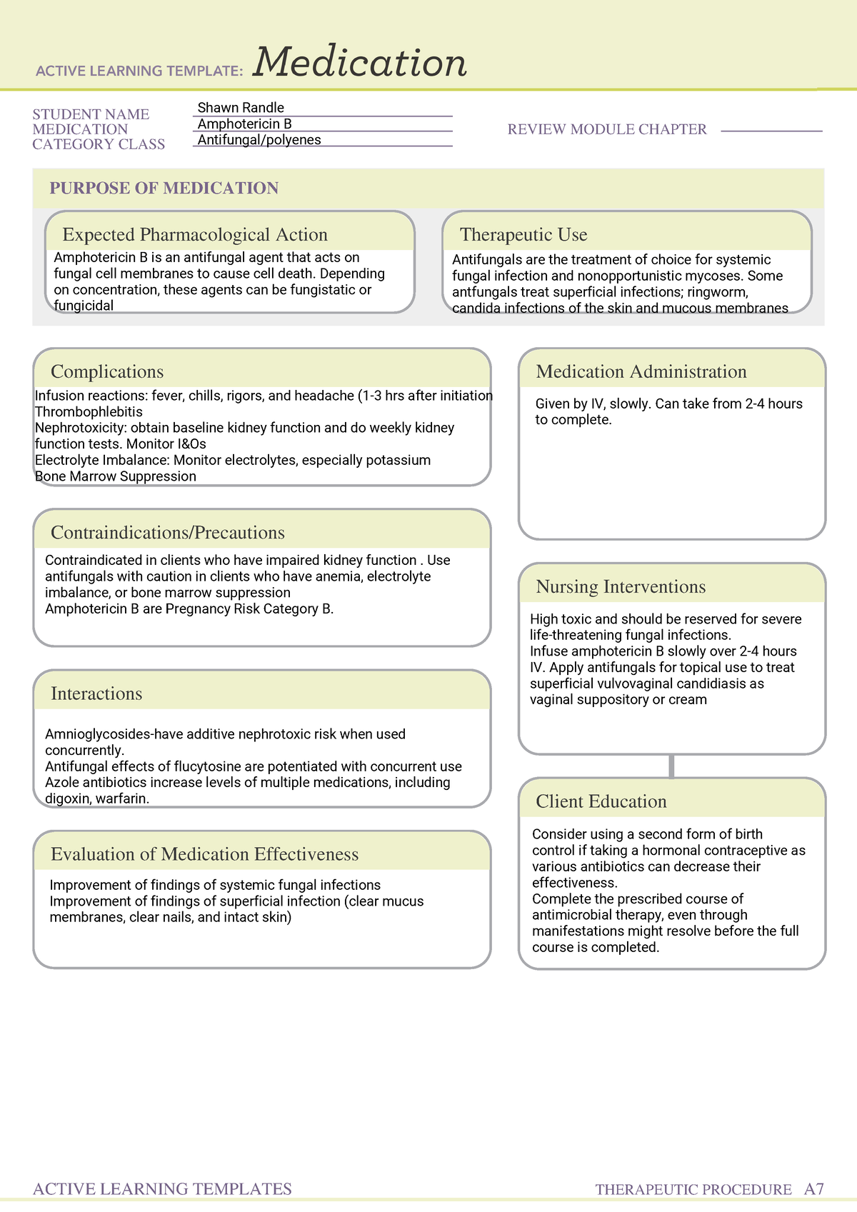 Amphotericin-Medication form - STUDENT NAME MEDICATION REVIEW MODULE ...