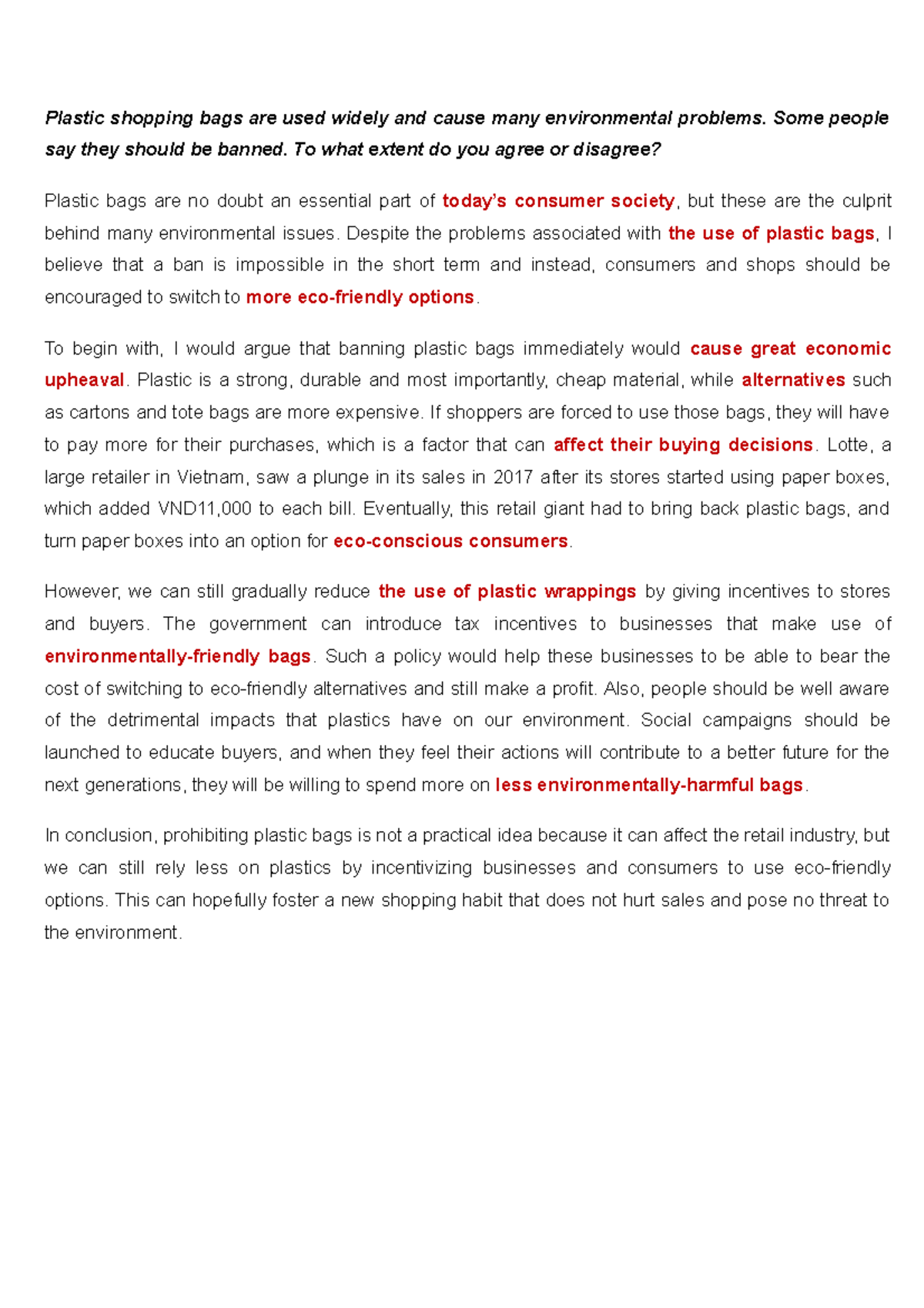 plastic bag essay Plastic shopping bags are used widely and cause