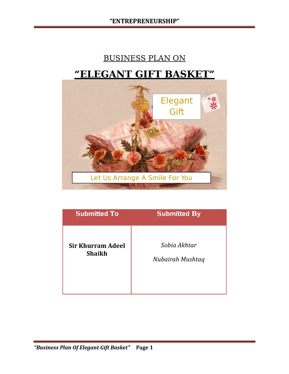 gift basket business plan example