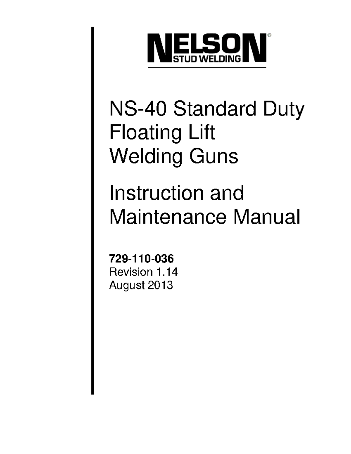 Nelson NS40 Operating Manual - NS-40 Standard Duty Floating Lift ...