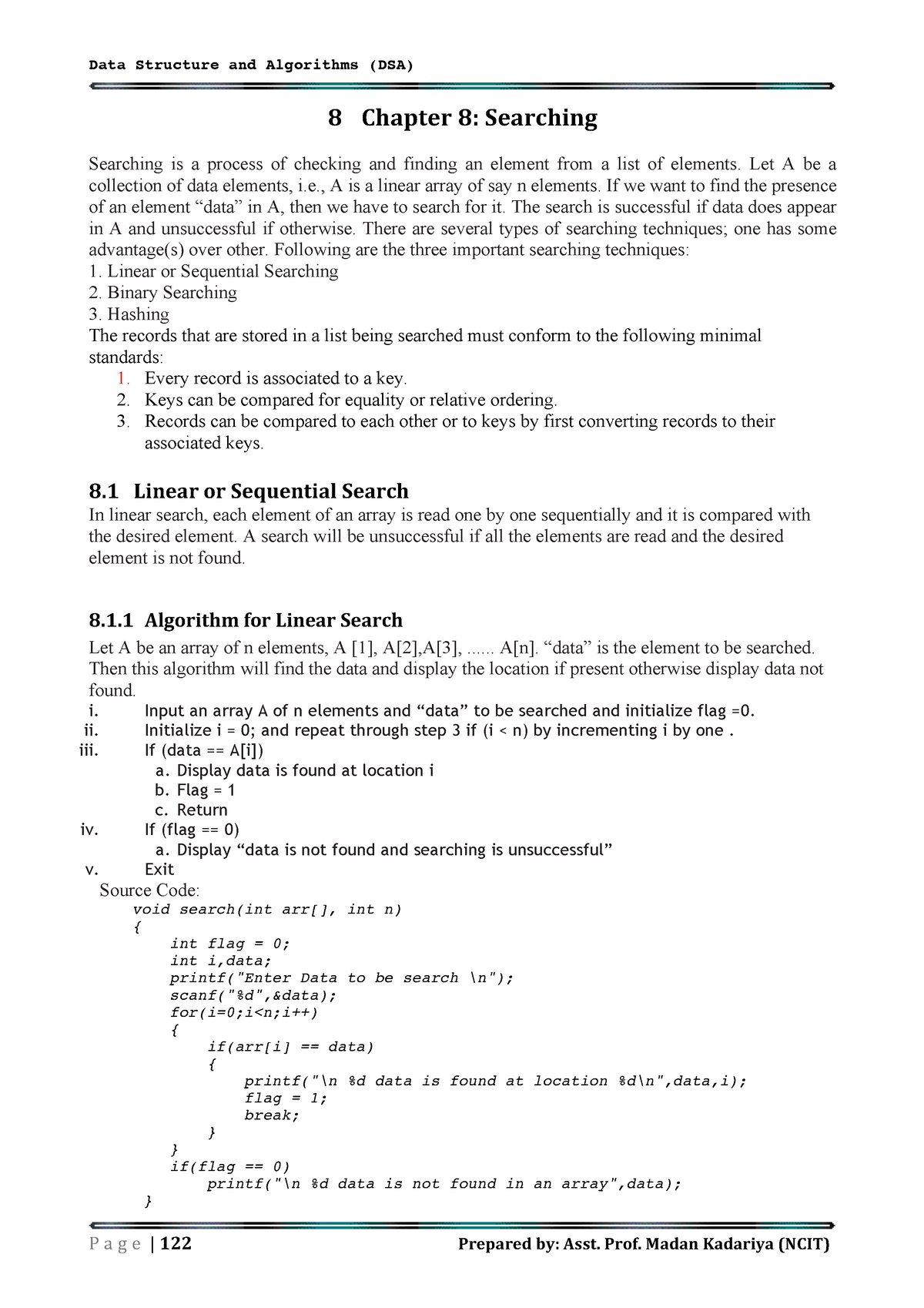 DSA Chapter 8 - Data Structures And Algorithms Lecture Notes - 8 ...