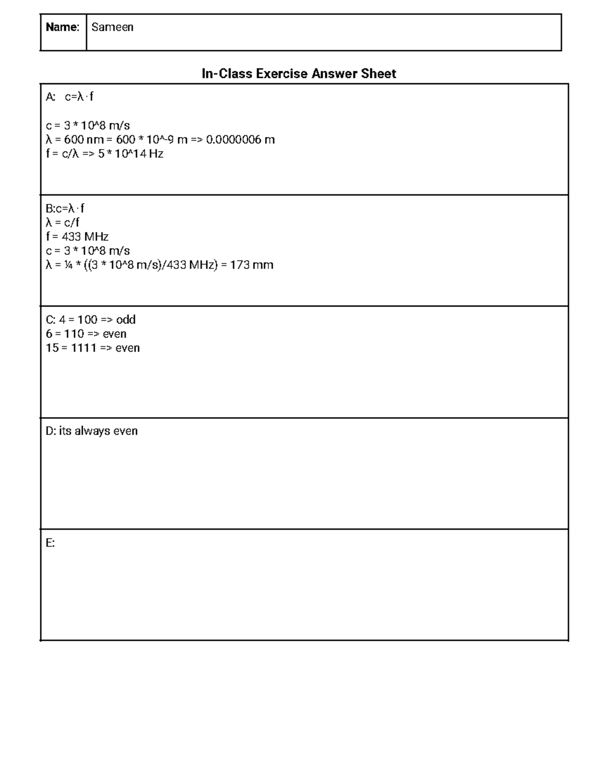 In-class Exercise Template.docx - CICS 256 - Name: Sameen In-Class ...