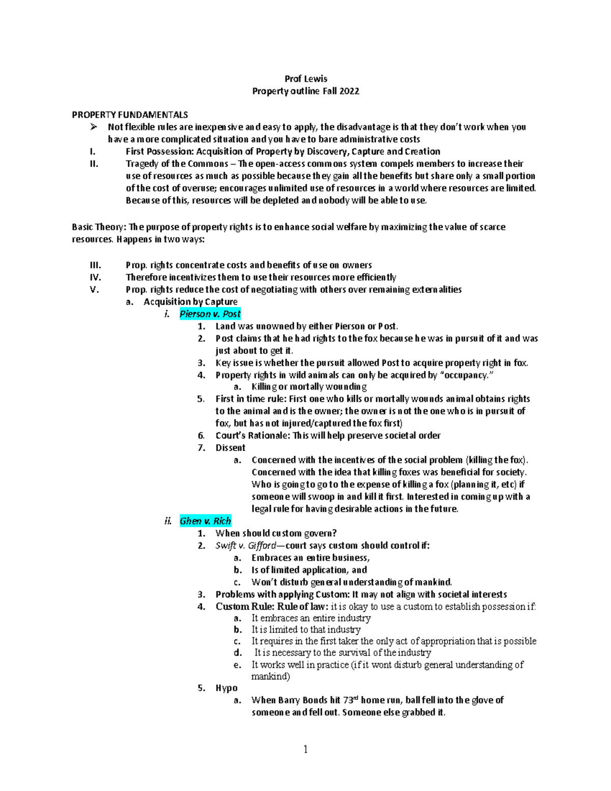 Lewis Property Fall 2022 Finals Season - Prof Lewis Property outline ...