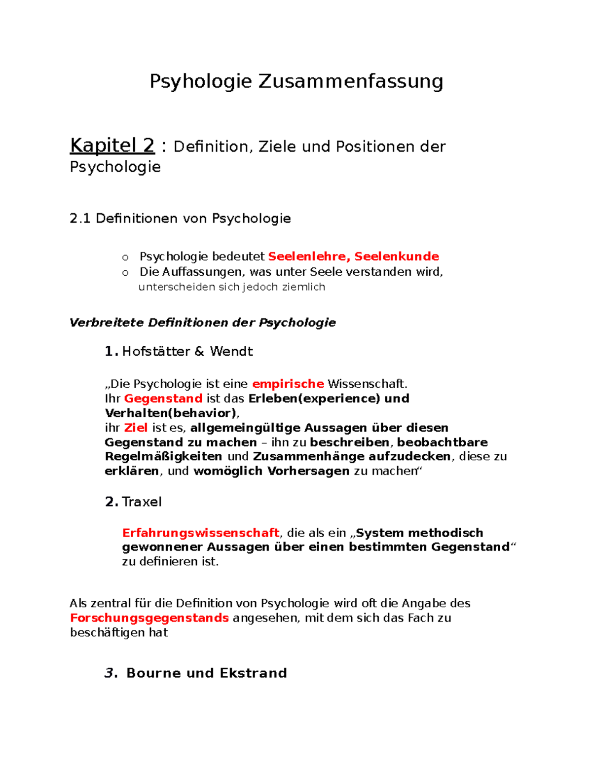 Psyhologie Zusammenfassung - Psyhologie Zusammenfassung Kapitel 2 ...