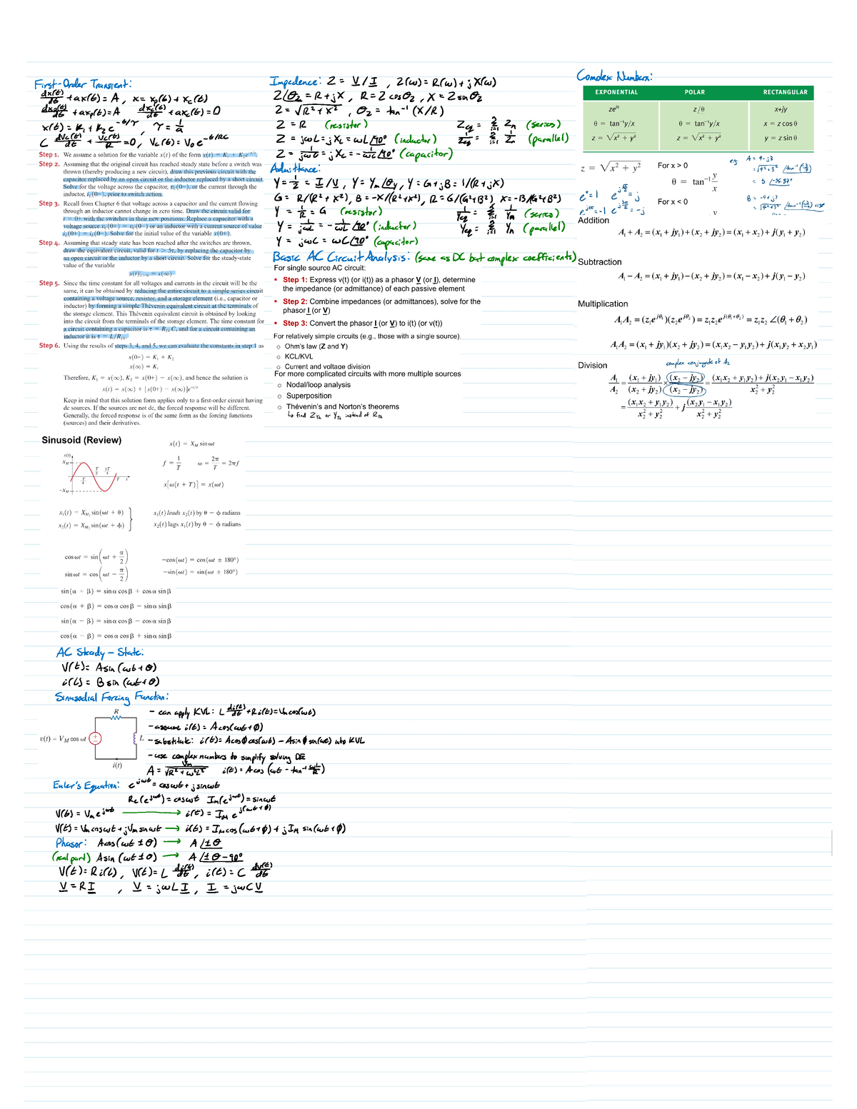 ECE Final Cheat Sheet pg21 - ECE110 - Studocu