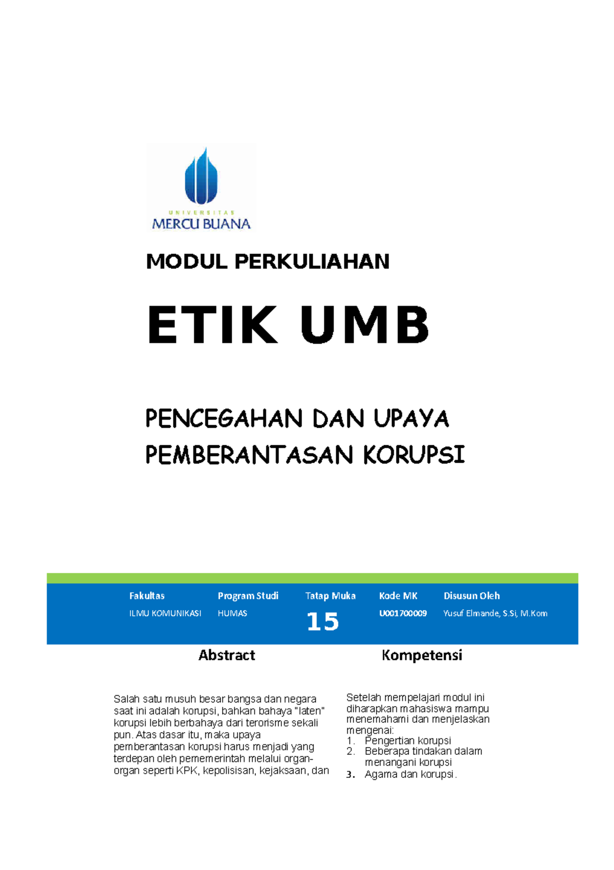 Modul-15 ETIK UMB - MODUL PERKULIAHAN ETIK UMB PENCEGAHAN DAN UPAYA ...