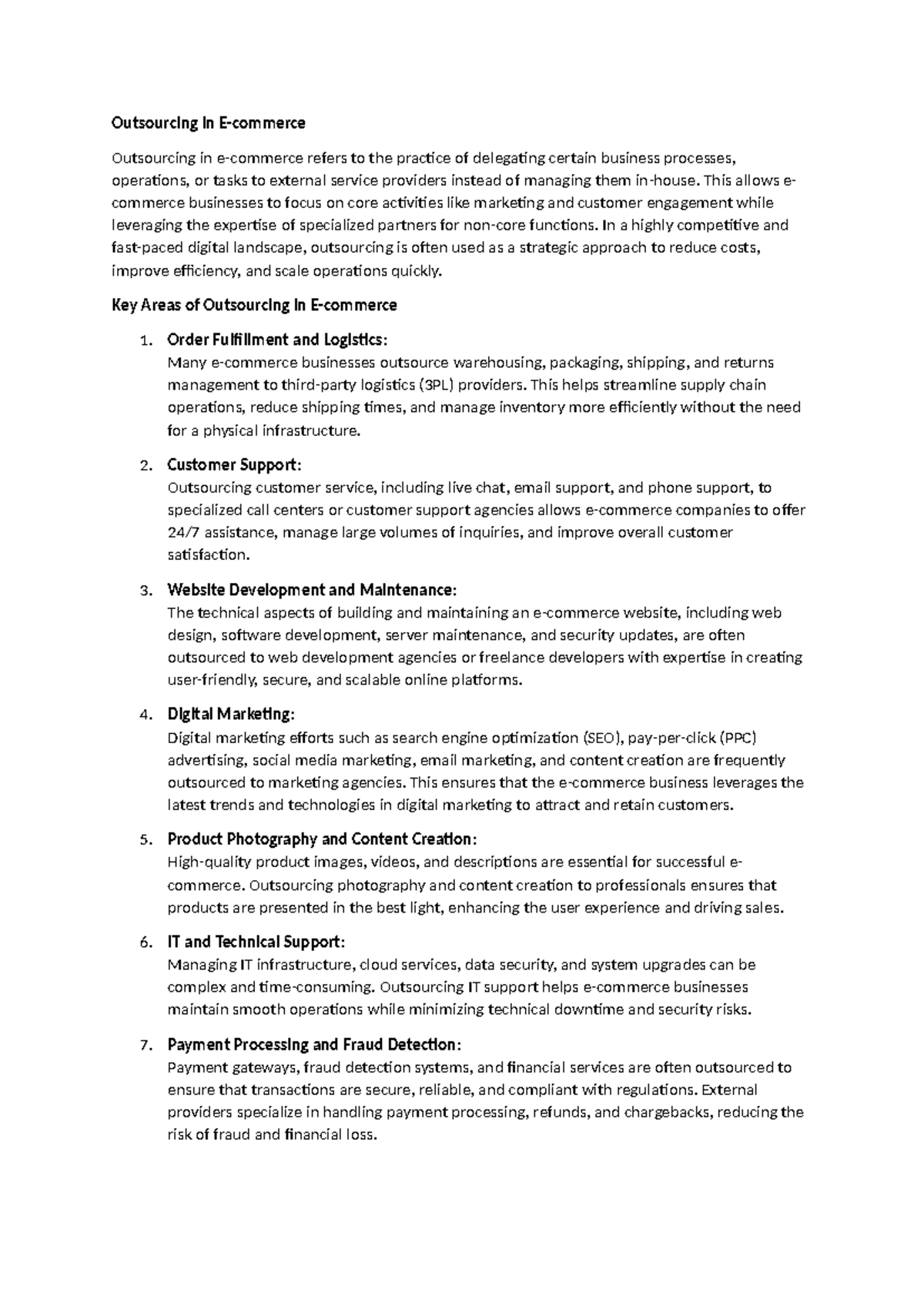 Ecom - eCOM - Outsourcing in E-commerce Outsourcing in e-commerce ...