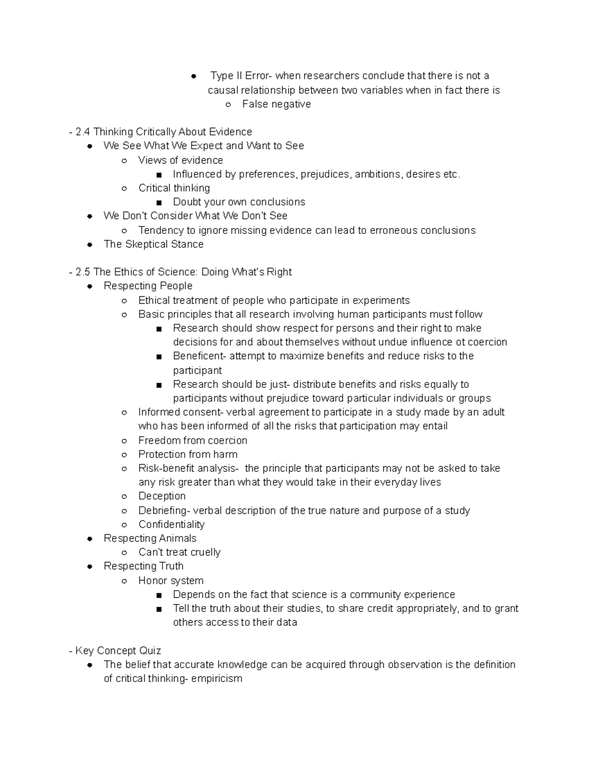 Psych 101 Notes - Type Ii Error- When Researchers Conclude That There 