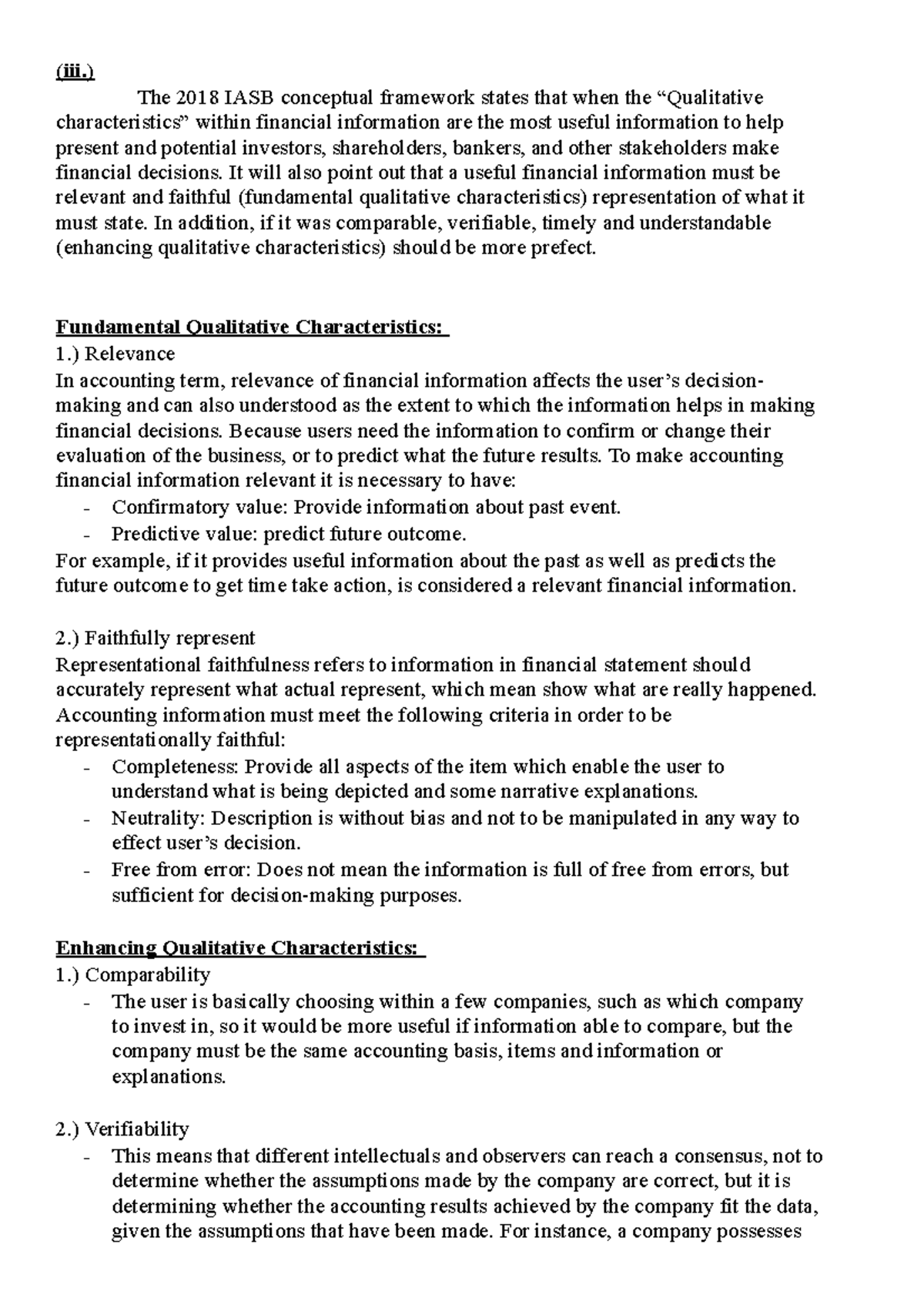 Check - IASB - (iii.) The 2018 IASB conceptual framework states that ...