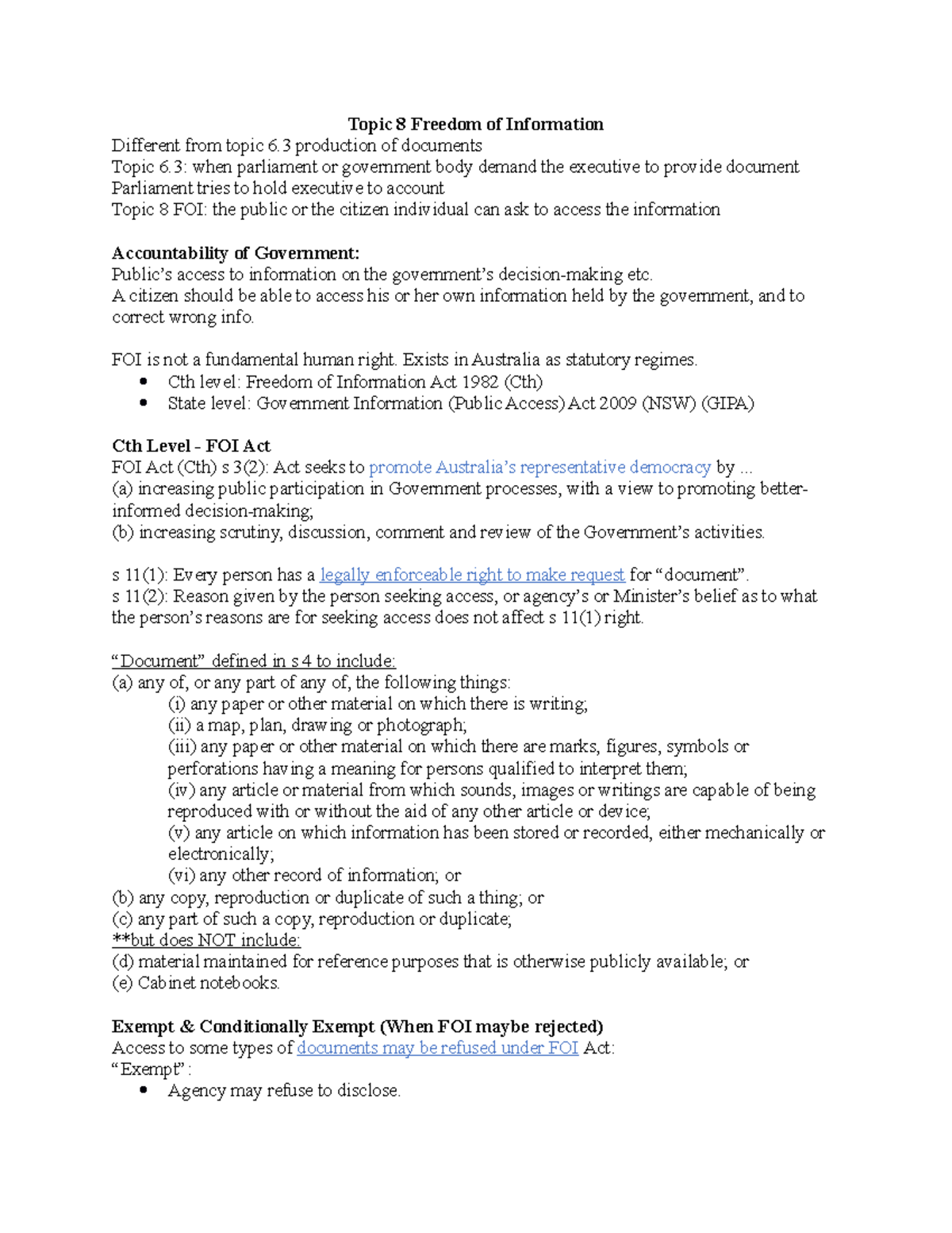 Topic 8 Freedom Of Information - Topic 8 Freedom Of Information ...