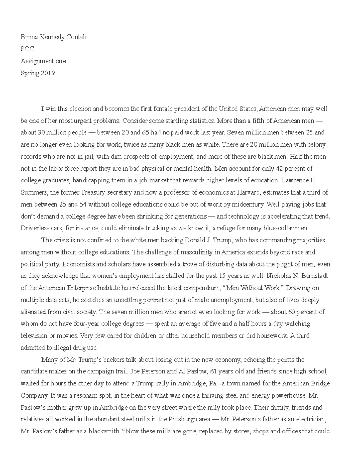 The Donald Trump - Lecture notes 6 - Brima Kennedy Conteh SOC ...