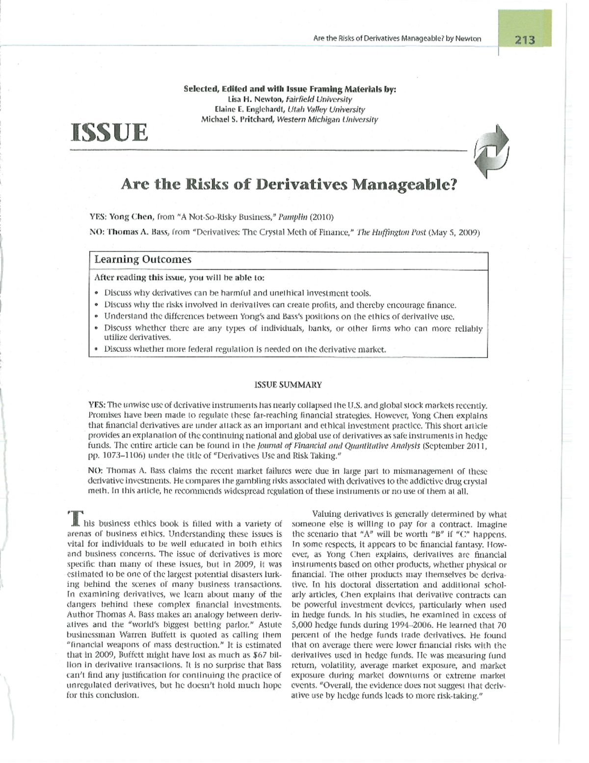 Module 10 - Are the Risks of Derivatives Manageble - RMI 2302 - Studocu