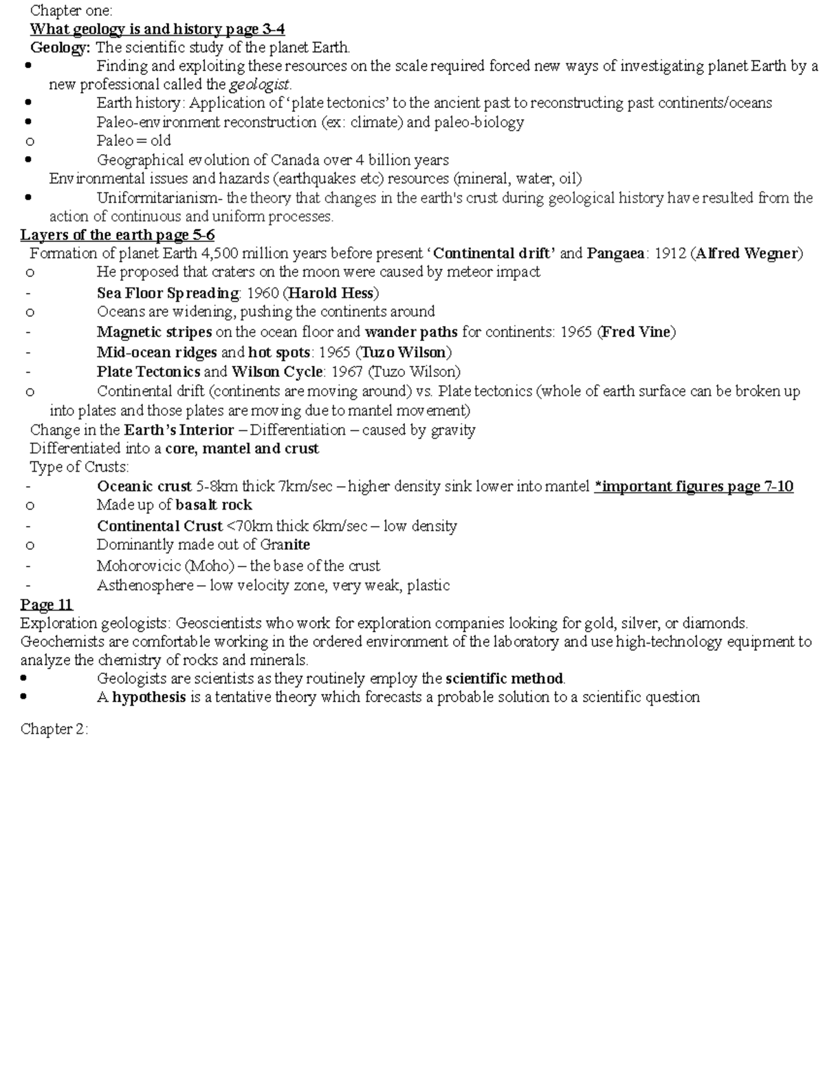 Chapter one extra - Lecture notes 1 - Chapter one: What geology is and ...