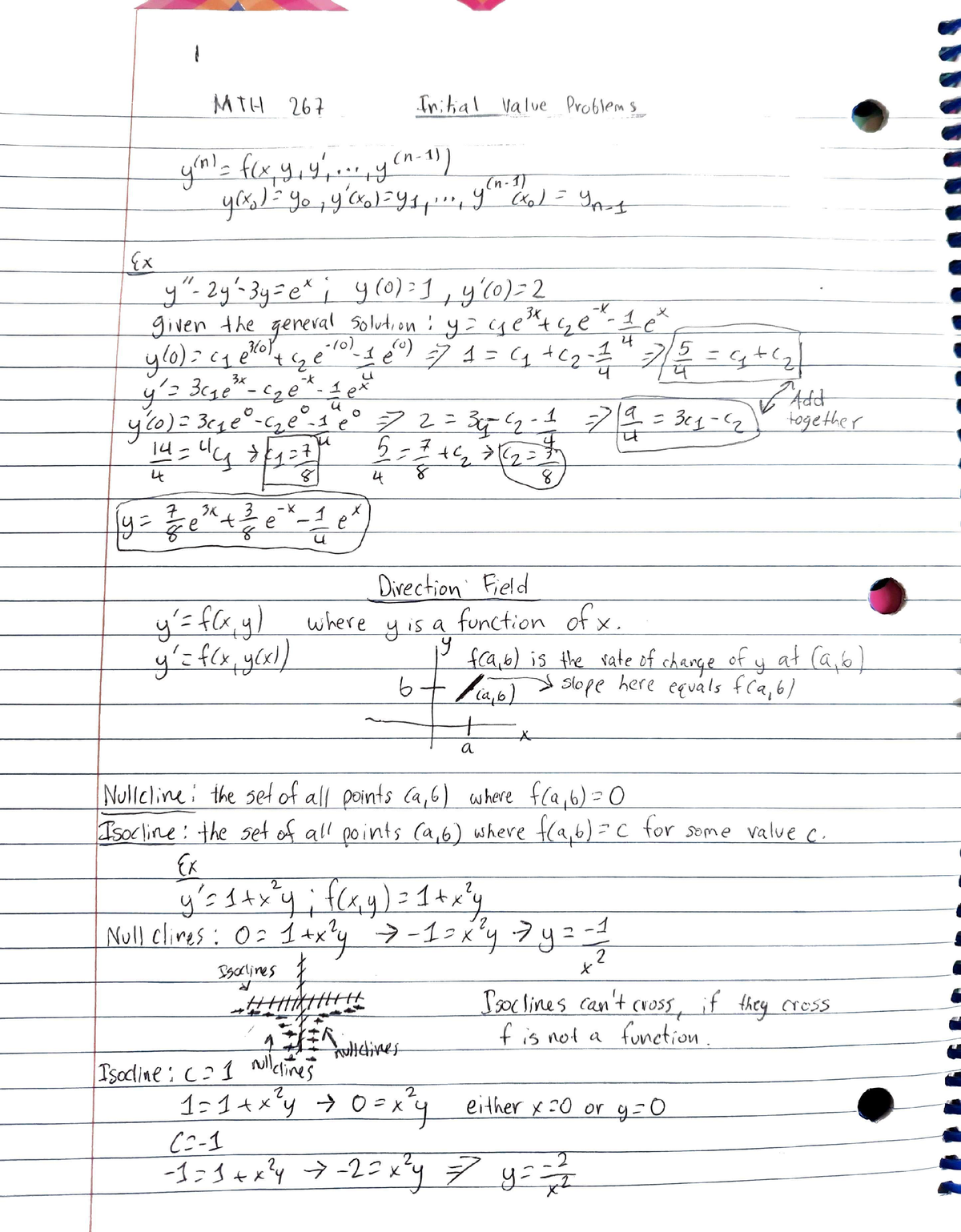 MTH 267 Differential Equations Inital Value Problem Notes - MTH 267 ...