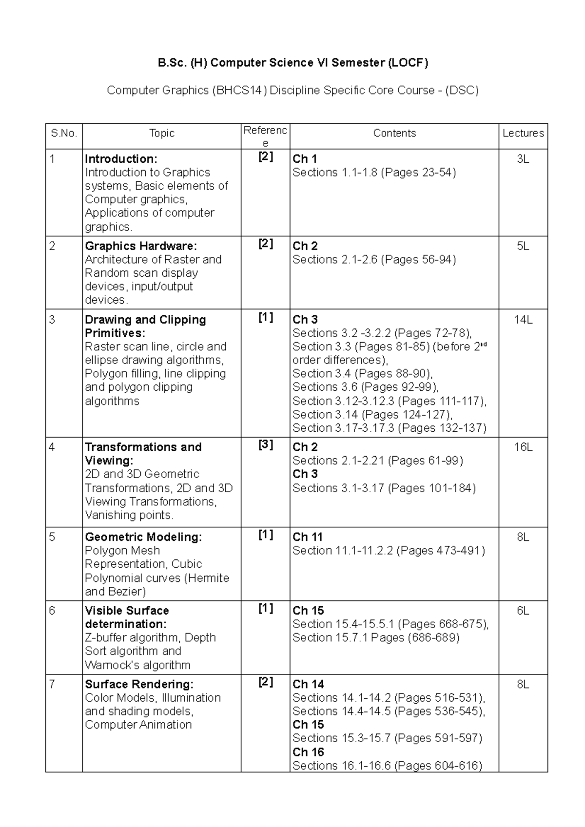 Computer graphics - B. (H) Computer Science VI Semester (LOCF) Computer ...