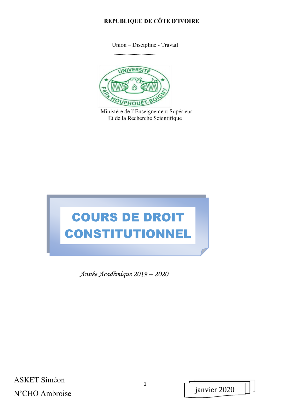 Cours De Droit Constitutionnel, (Meilleur Document à Utiliser ...