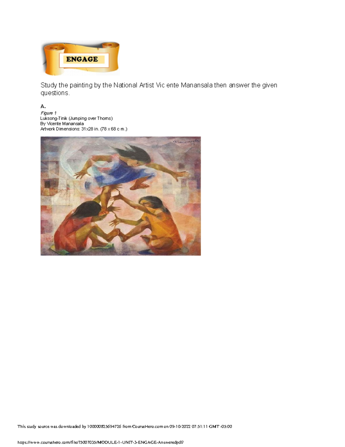 Module 1 UNIT 3 Engage Answered .pdf - Study the painting by the ...